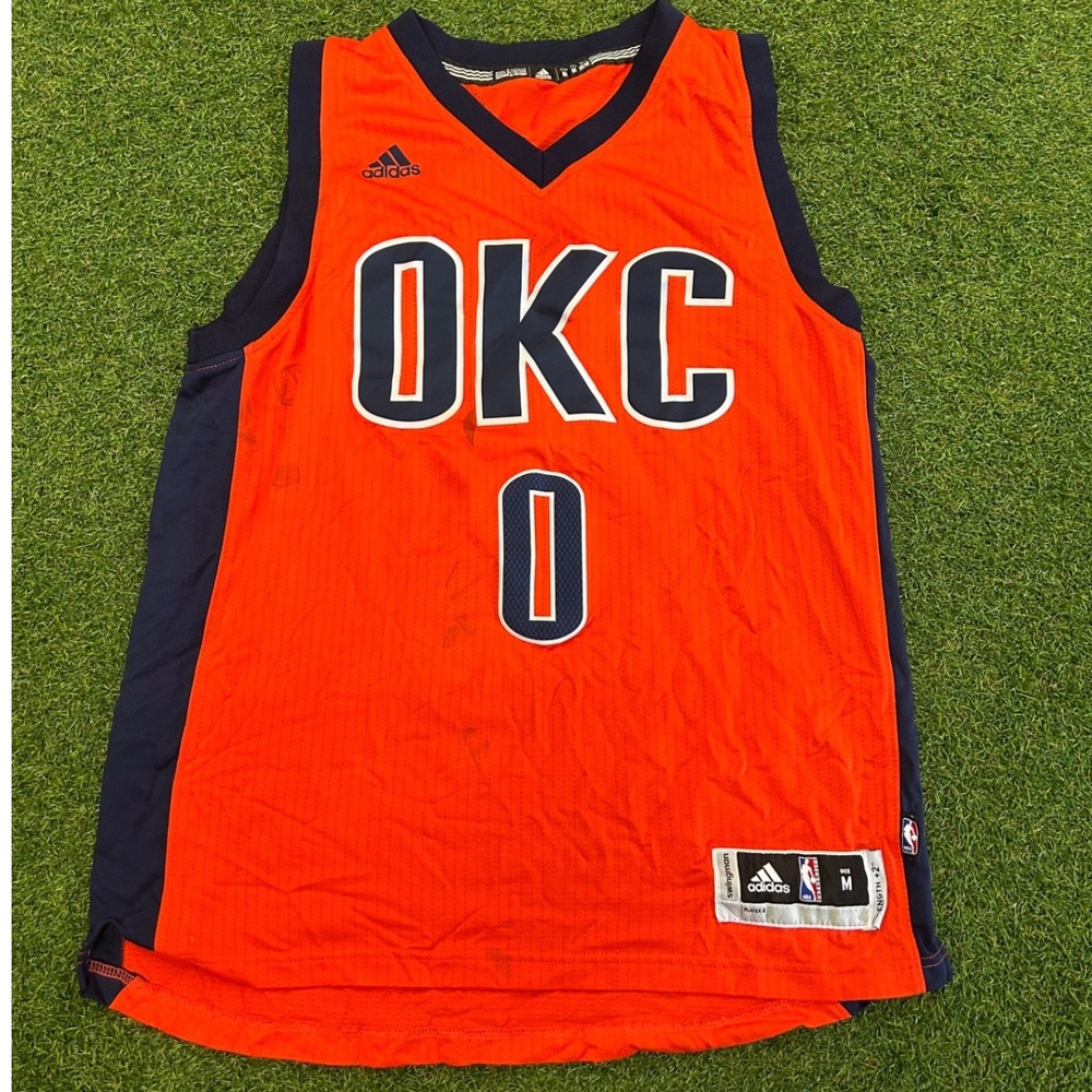 Adidas Russell Westbrook OKC Thunder Orange Swingman Jersey Mens Medium 0 NBA